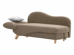 Vente-unique Diván (ángulo derecho) convertible de tela marrón con cojines grises PENELOPE Marru00f3n