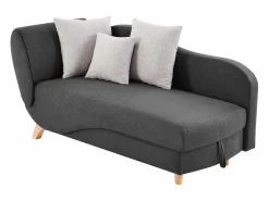 Vente-unique Diván (ángulo derecho) convertible de tela antracita con cojín gris PENELOPE