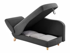 Vente-unique Diván (ángulo derecho) convertible de tela antracita con cojín gris PENELOPE