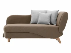 Vente-unique Diván (ángulo izquierdo) convertible de tela marrón con cojines grises PENELOPE