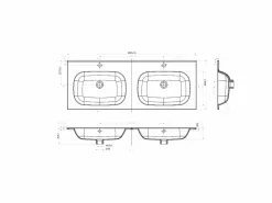 Shower & Design Doble lavabo empotrable de resina efecto piedra, , Ancho 120 x 46 cm, ATIWA