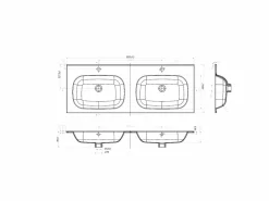 Shower & Design Doble lavabo encastrable de resina efecto piedra, , Ancho 120 x 46 cm, ATIWA