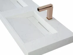 Sale Shower & Design Doble lavabo suspendido 120 cm efecto mármol - KODIAK Blanco