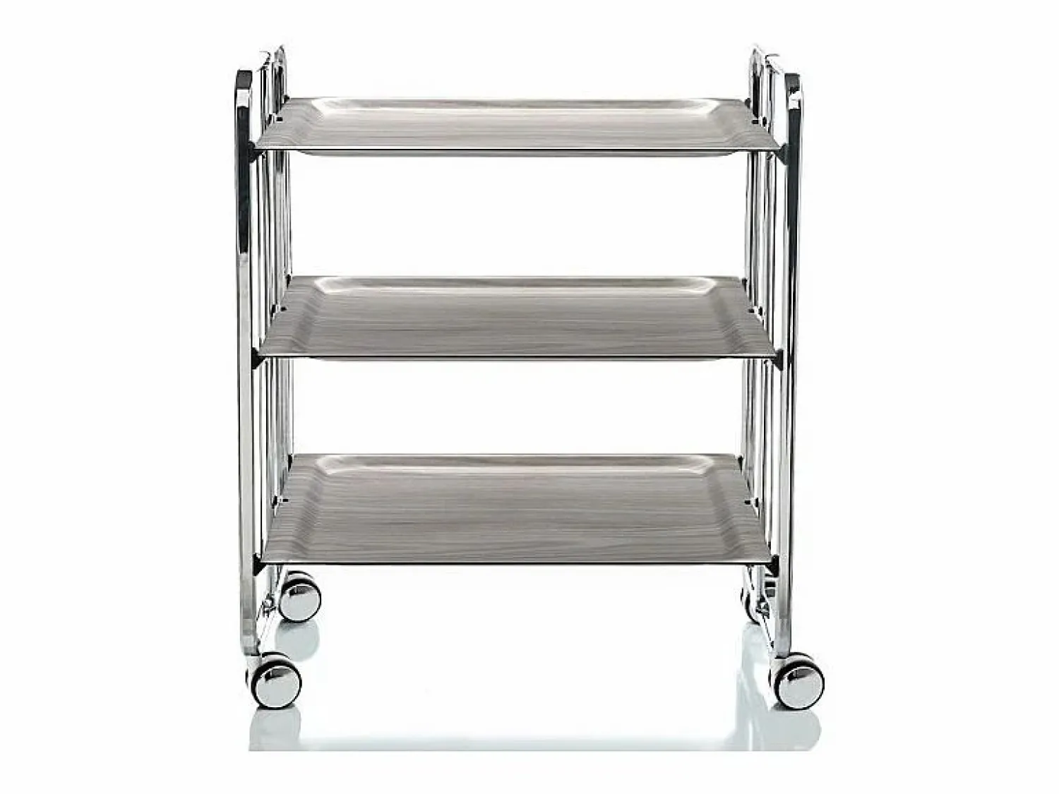 Don Hierro - Carrito auxiliar plegable BAUHAUS cromado con ruedas – 3 niveles y 3 posiciones-Fresno
