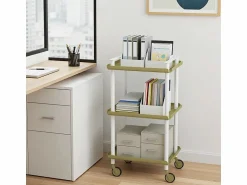Don Hierro - Carrito auxiliar LEKY, armazón blanco, 3 estantes. Multifuncional, práctico y decorativo-