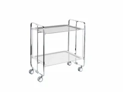 - Carrito auxiliar plegable BAUHAUS cromado con ruedas – 2 niveles y 4 posiciones- Mueble Camarera