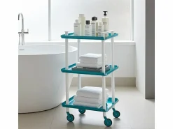 Sale - Carrito auxiliar LEKY, armazón blanco, 3 estantes. Multifuncional, práctico y decorativo- Mueble Camarera