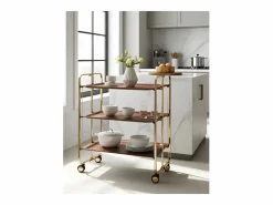 Don Hierro - Carrito auxiliar plegable BAUHAUS dorado con ruedas – 3 niveles y 3 posiciones-