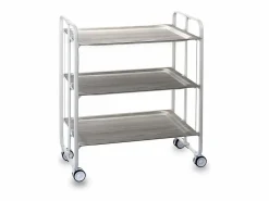 Clearance Don Hierro - Carrito auxiliar plegable BAUHAUS blanco con ruedas – 3 niveles y 3 posiciones- Marru00f3n