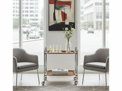 Don Hierro - Carrito auxiliar plegable BAUHAUS cromado con ruedas – 2 niveles y 4 posiciones-Cedro