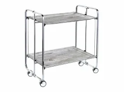 Discount Don Hierro - Carrito auxiliar plegable BAUHAUS cromado con ruedas – 2 niveles y 4 posiciones-Pino envejecido Marru00f3n