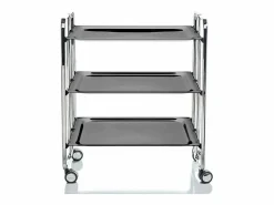 Don Hierro - Carrito auxiliar plegable BAUHAUS cromado con ruedas – 3 niveles y 3 posiciones-