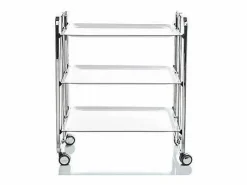Don Hierro - Carrito auxiliar plegable BAUHAUS cromado con ruedas – 3 niveles y 3 posiciones-