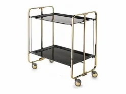 Outlet Don Hierro - Carrito auxiliar plegable BAUHAUS dorado con ruedas – 2 niveles y 4 posiciones- Negro