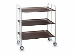 Don Hierro - Carrito auxiliar plegable BAUHAUS blanco con ruedas – 3 niveles y 3 posiciones-