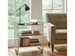 Don Hierro - Carrito auxiliar plegable BAUHAUS blanco con ruedas – 3 niveles y 3 posiciones-