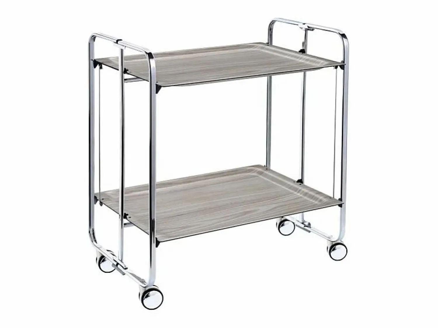 Clearance Don Hierro - Carrito auxiliar plegable BAUHAUS cromado con ruedas – 2 niveles y 4 posiciones-Fresno Marru00f3n