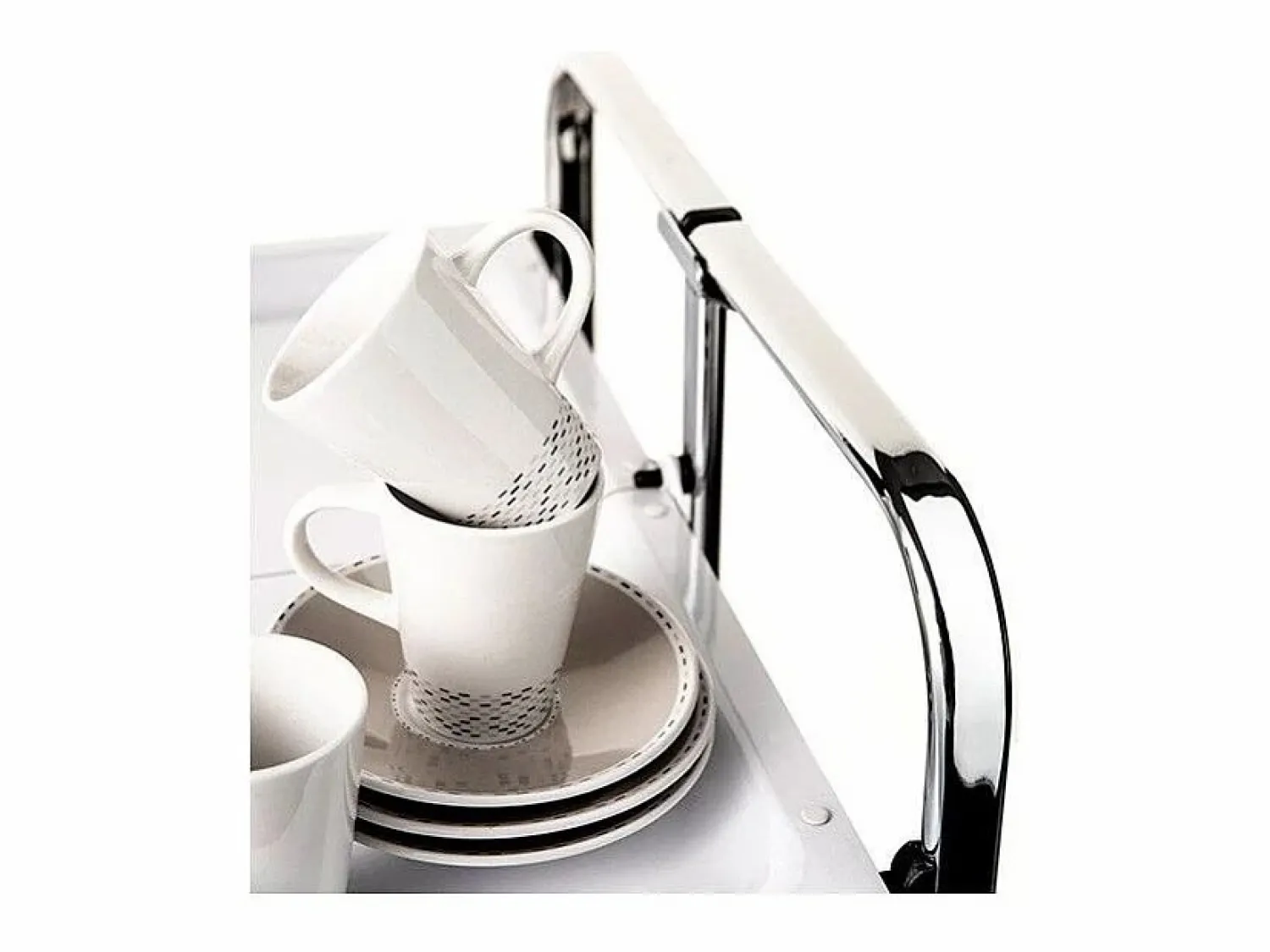 Clearance Don Hierro - Carrito auxiliar plegable BAUHAUS cromado con ruedas – 2 niveles y 4 posiciones-Fresno Marru00f3n