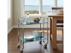 Don Hierro - Carrito auxiliar plegable BAUHAUS cromado con ruedas – 2 niveles y 4 posiciones-