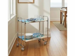 Don Hierro - Carrito auxiliar plegable BAUHAUS cromado con ruedas – 2 niveles y 4 posiciones-