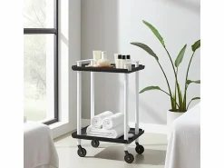 Hot - Carrito auxiliar LEKY, armazón blanco, 2 estantes. Multifuncional, práctico y decorativo- Mueble Camarera