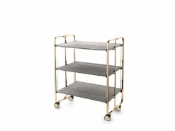New Don Hierro - Carrito auxiliar plegable BAUHAUS dorado con ruedas – 3 niveles y 3 posiciones-Fresno Marru00f3n