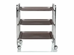 Don Hierro - Carrito auxiliar plegable BAUHAUS cromado con ruedas – 3 niveles y 3 posiciones-Wengue