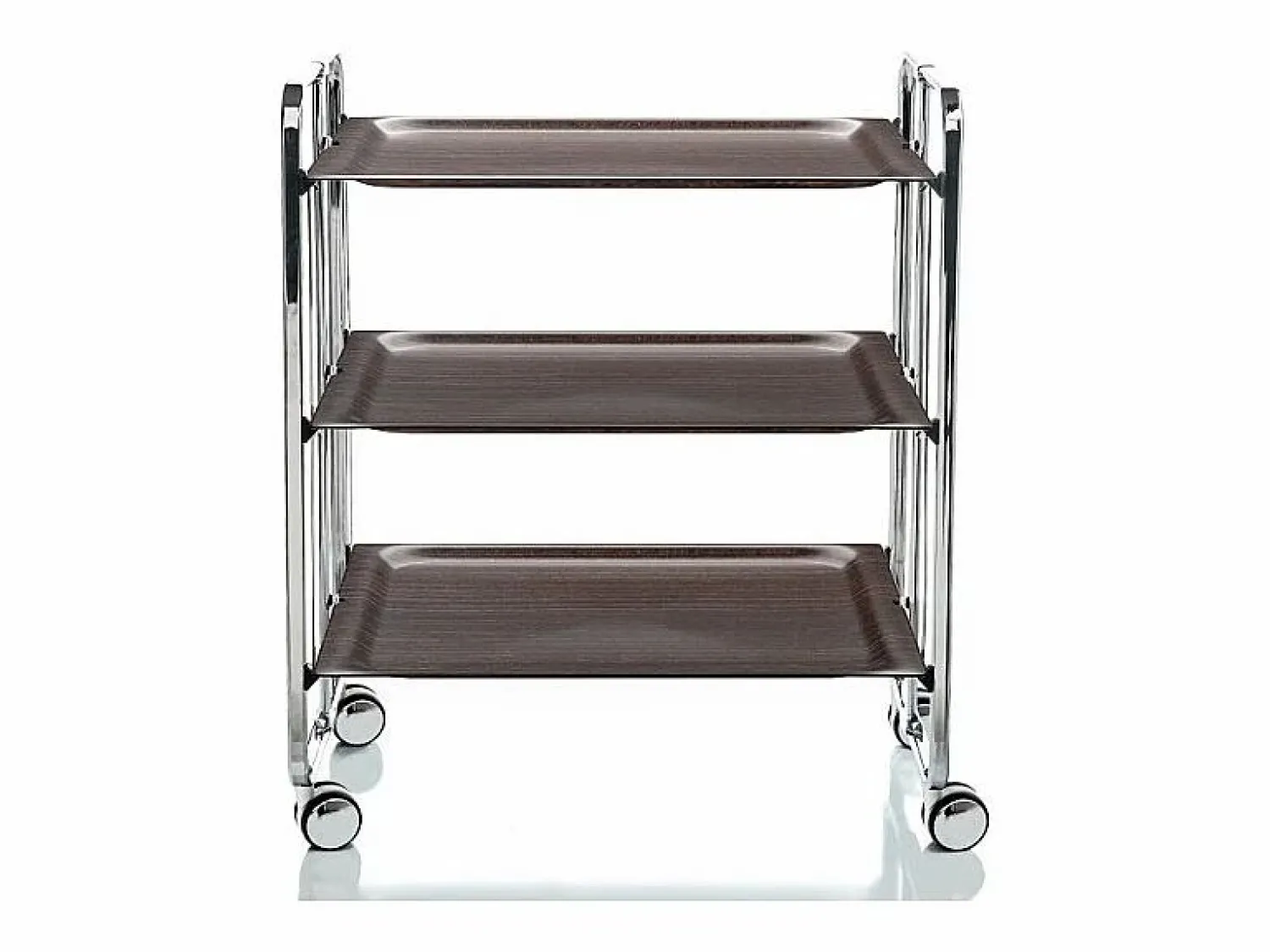 Don Hierro - Carrito auxiliar plegable BAUHAUS cromado con ruedas – 3 niveles y 3 posiciones-Wengue