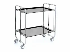 Clearance Don Hierro - Carrito auxiliar plegable BAUHAUS cromado con ruedas – 2 niveles y 4 posiciones- Negro