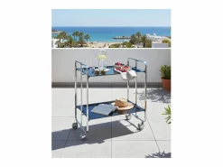 Clearance Don Hierro - Carrito auxiliar plegable BAUHAUS cromado con ruedas – 2 niveles y 4 posiciones- Negro