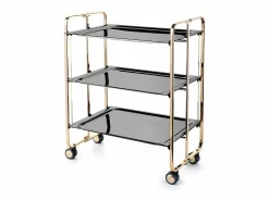 Sale Don Hierro - Carrito auxiliar plegable BAUHAUS dorado con ruedas – 3 niveles y 3 posiciones- Negro