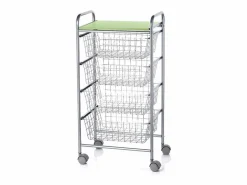 Don Hierro - Carrito verdulero GREEN, 4 cestas de gran capacidad, Gris aluminio y pistacho-