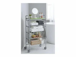 Don Hierro - Carrito verdulero GREEN, 4 cestas de gran capacidad, Gris aluminio y pistacho-