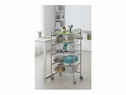 Don Hierro - Carrito verdulero GREEN, 4 cestas de gran capacidad, Gris aluminio y pistacho-