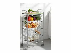 Don Hierro - Carrito verdulero GREEN, 4 cestas de gran capacidad, Gris aluminio y pistacho-