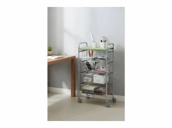 Don Hierro - Carrito verdulero GREEN, 4 cestas de gran capacidad, Gris aluminio y pistacho-