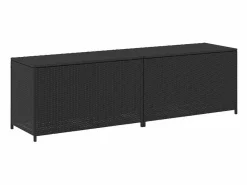 New Garden Furniture Dorian Caja de almacenaje de jardín ratán sintético 200x50x60 cm Negro