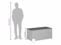 New Dorian Caja de almacenaje jardín con ruedas ratán sintético 190L Baúl De Jardín