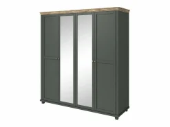 Outlet Meublorama Dormitorio ASSIA: Armario de 200cm, Cama de 160x200, cómoda, mesitas de noche. Color caqui y roble. Verde