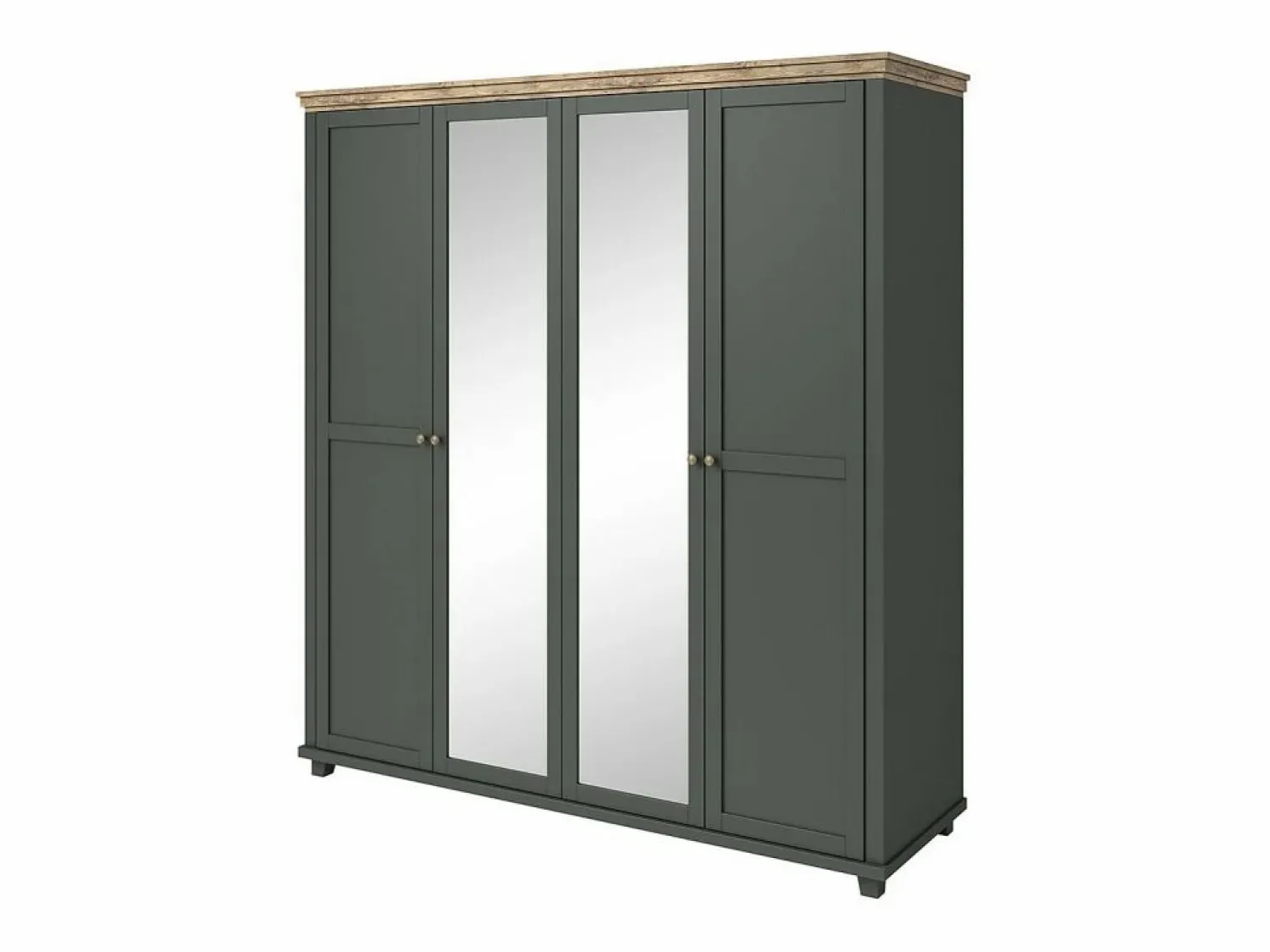 Outlet Meublorama Dormitorio ASSIA: Armario de 200cm, Cama de 160x200, cómoda, mesitas de noche. Color caqui y roble. Verde