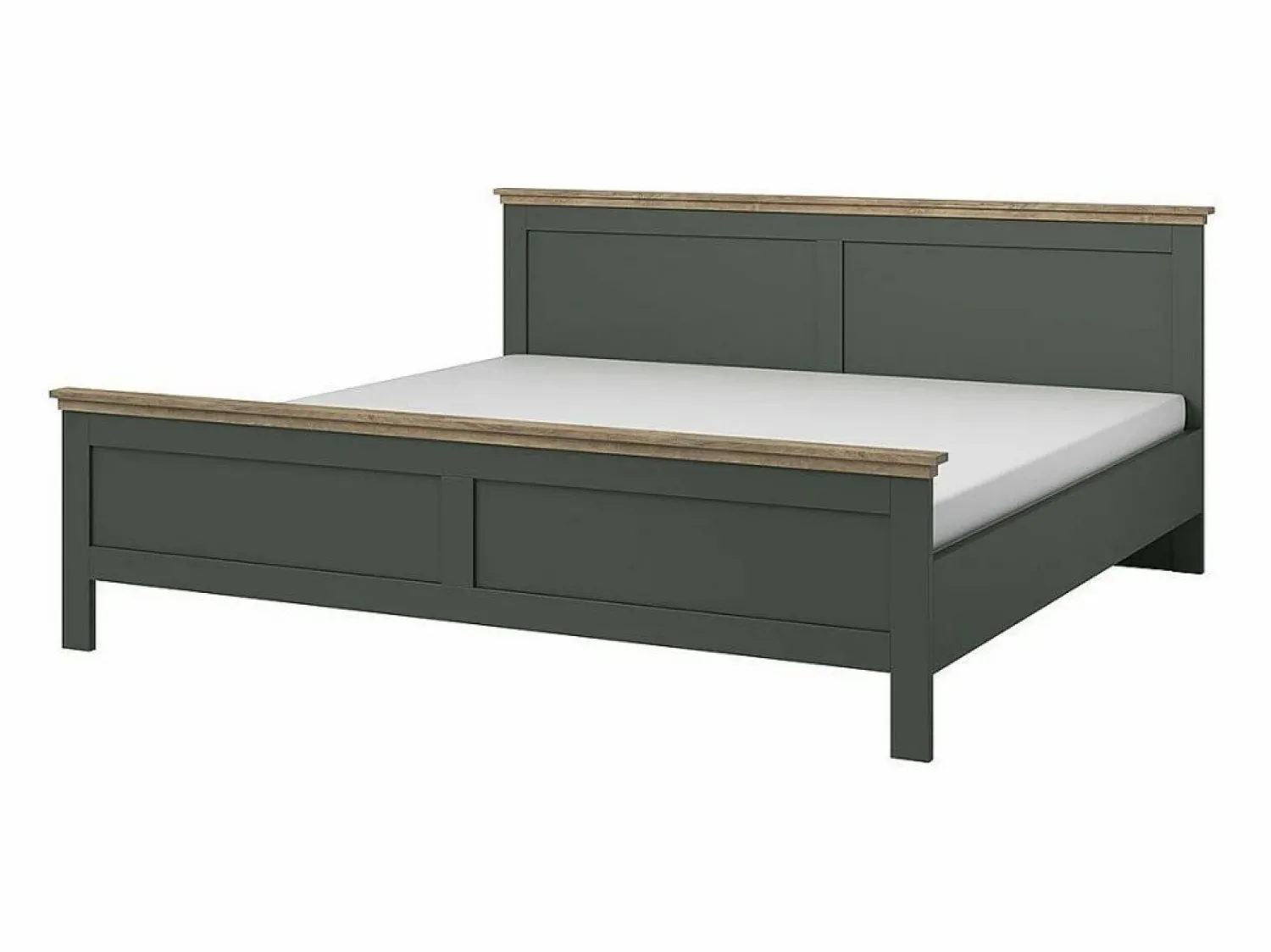 Outlet Meublorama Dormitorio ASSIA: Armario de 200cm, Cama de 160x200, cómoda, mesitas de noche. Color caqui y roble. Verde