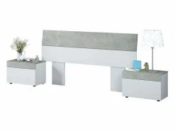 Discount Dormitorio Completo (cabecero + 2 mesitas + armario + zapatero) /Cemento Blanco