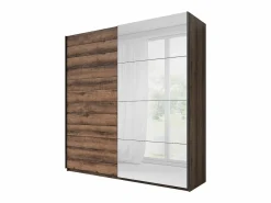 Outlet Dormitorio EOS: Armario 220x210, Cama 180, cómoda, mesitas de noche. Color roble oscuro y negro. Dormitorio Completo