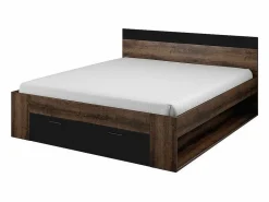 Outlet Dormitorio EOS: Armario 220x210, Cama 180, cómoda, mesitas de noche. Color roble oscuro y negro. Dormitorio Completo