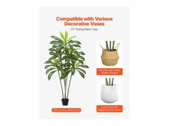 Clearance Dracaena Artificial SucceBuy, 1,8 m, Planta Artificial Tropical en Maceta Blanca, Falso Árbol Tropical, Planta Falsa Hojas Polietileno para Salón Planta Artificial