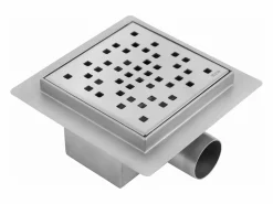 Sale Rea Drenaje Lineal Dots 120X120 Brush Steel Plateado