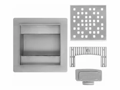 Sale Rea Drenaje Lineal Dots 120X120 Brush Steel Plateado