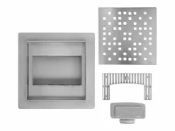 Best Rea Drenaje Lineal Dots 150X150 Brush Steel Plateado
