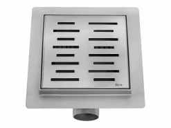 Outlet Rea Drenaje Lineal Line 150X150 Brush Steel Plateado