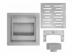 Outlet Rea Drenaje Lineal Line 150X150 Brush Steel Plateado